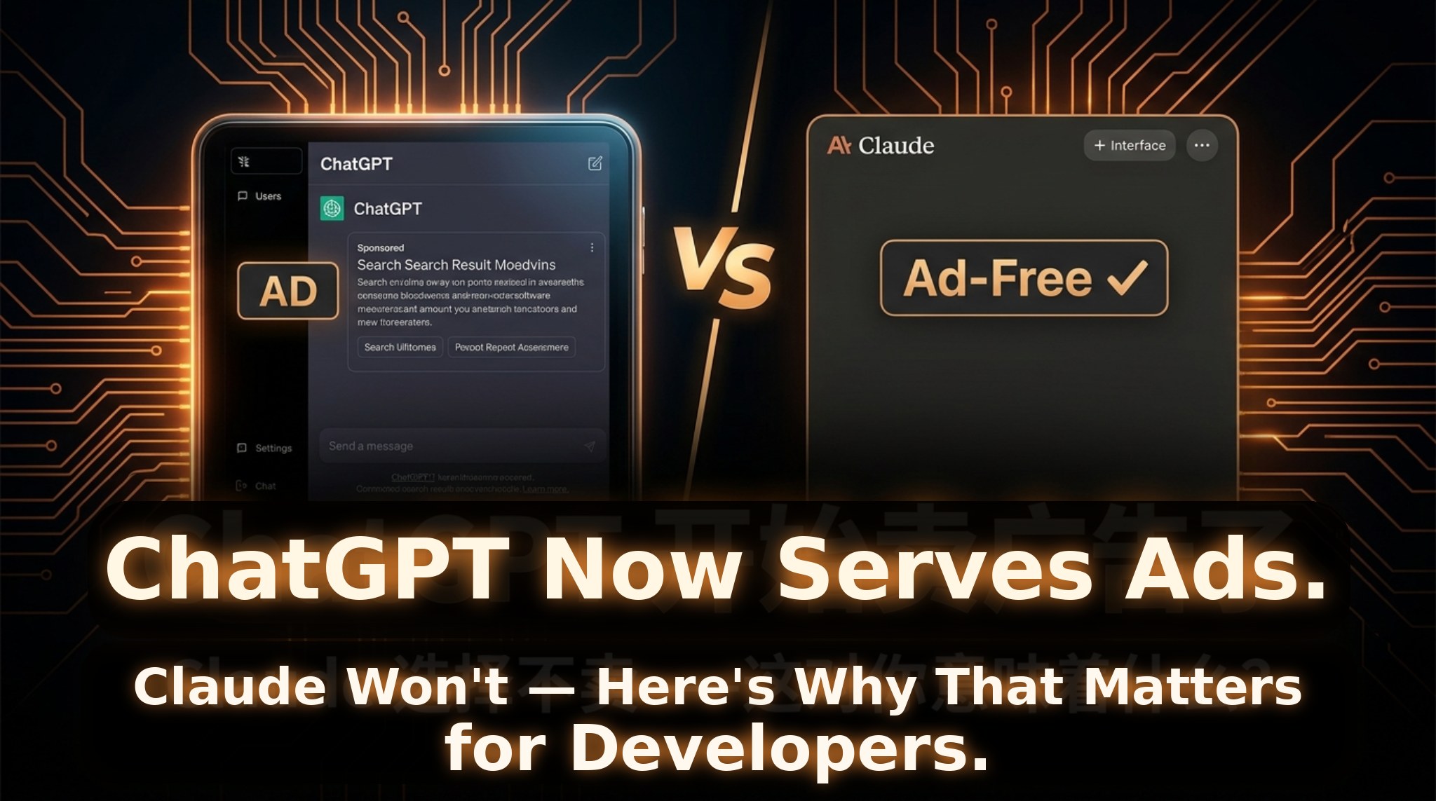 ChatGPT Now Serves Ads. Claude Won't — Here's Why That Matters for Developers.