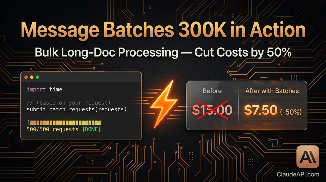 Message Batches with 300K Output: Cut Bulk Document Processing Costs by 50%
